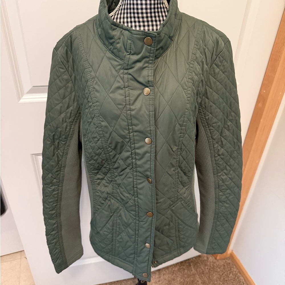 Merona Olive Green Quilted Bomber Jacket